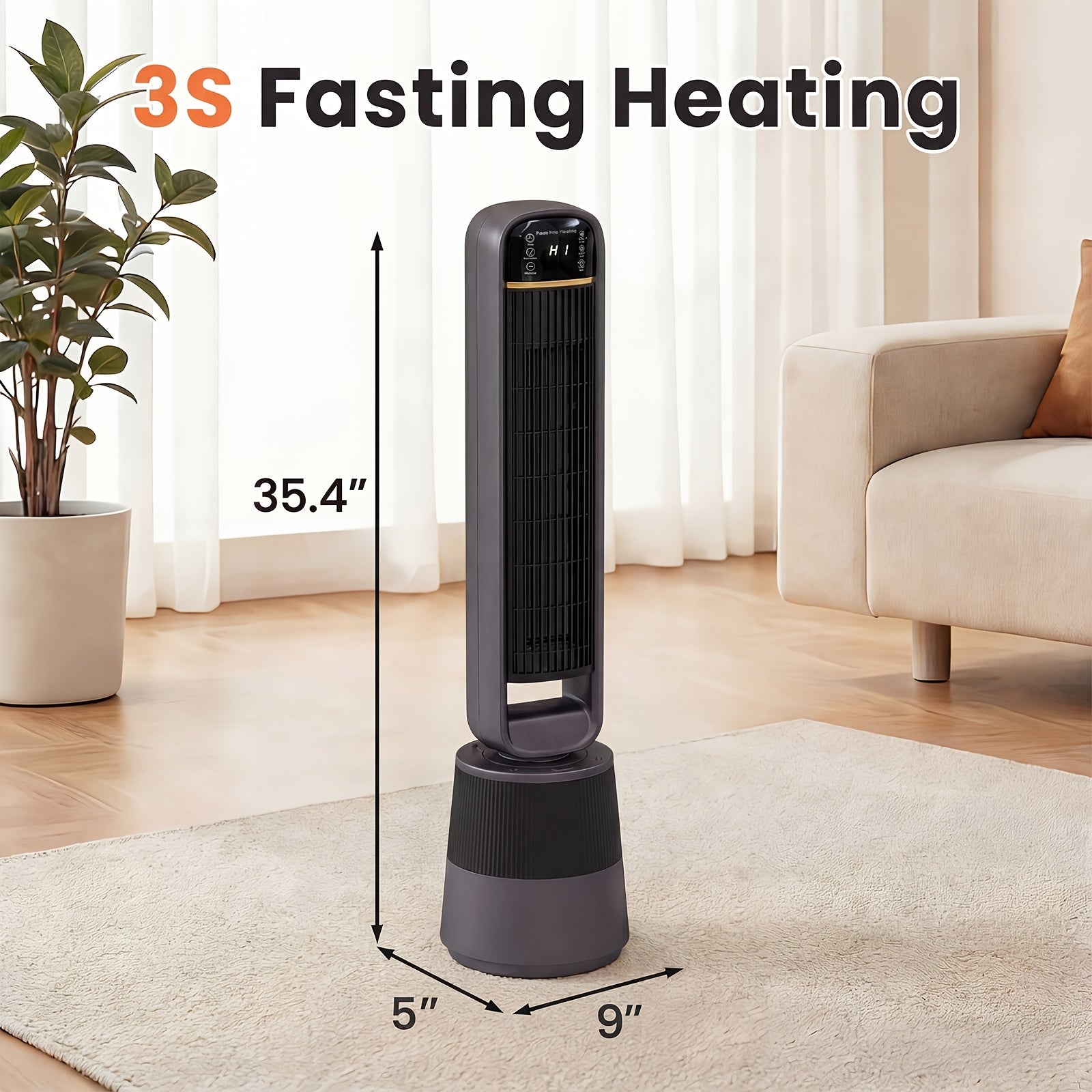 1500W PTC Heater Featuring a Humidifier, 3D Flame Oscillating Tower Heater Suitable for Spacious Areas, 12-Hour Timer, And a Portable Electric Heater Ideal for Bedrooms And Indoor Settings