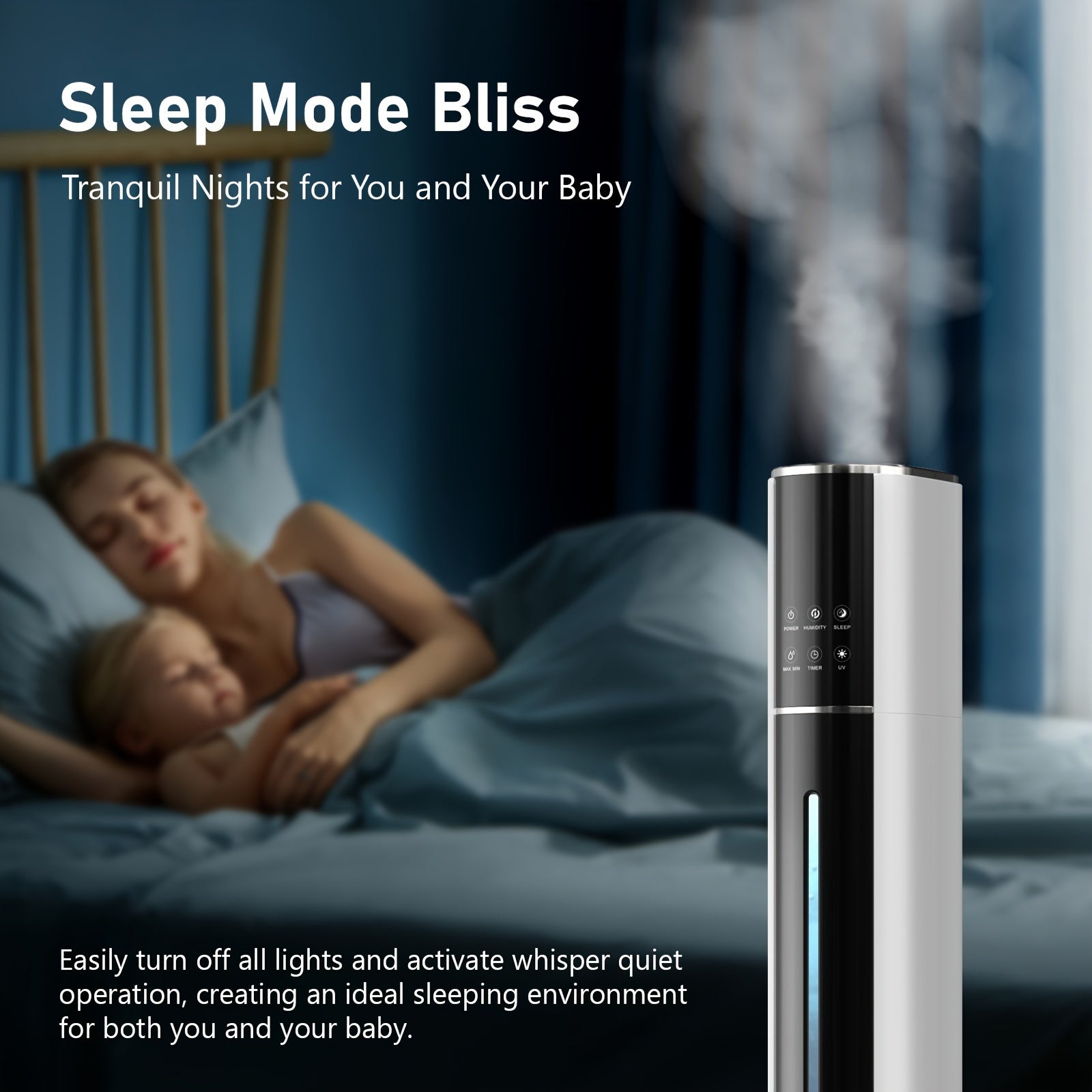 KELOPA 2.38gal Soundwave Technology Cool Mist Humidifier | Top Fill | Smart Humidity Control | Sleep Mode | Ideal for Home, Large Rooms, Bedrooms, Offices, And Plants | Covers 600ft²+