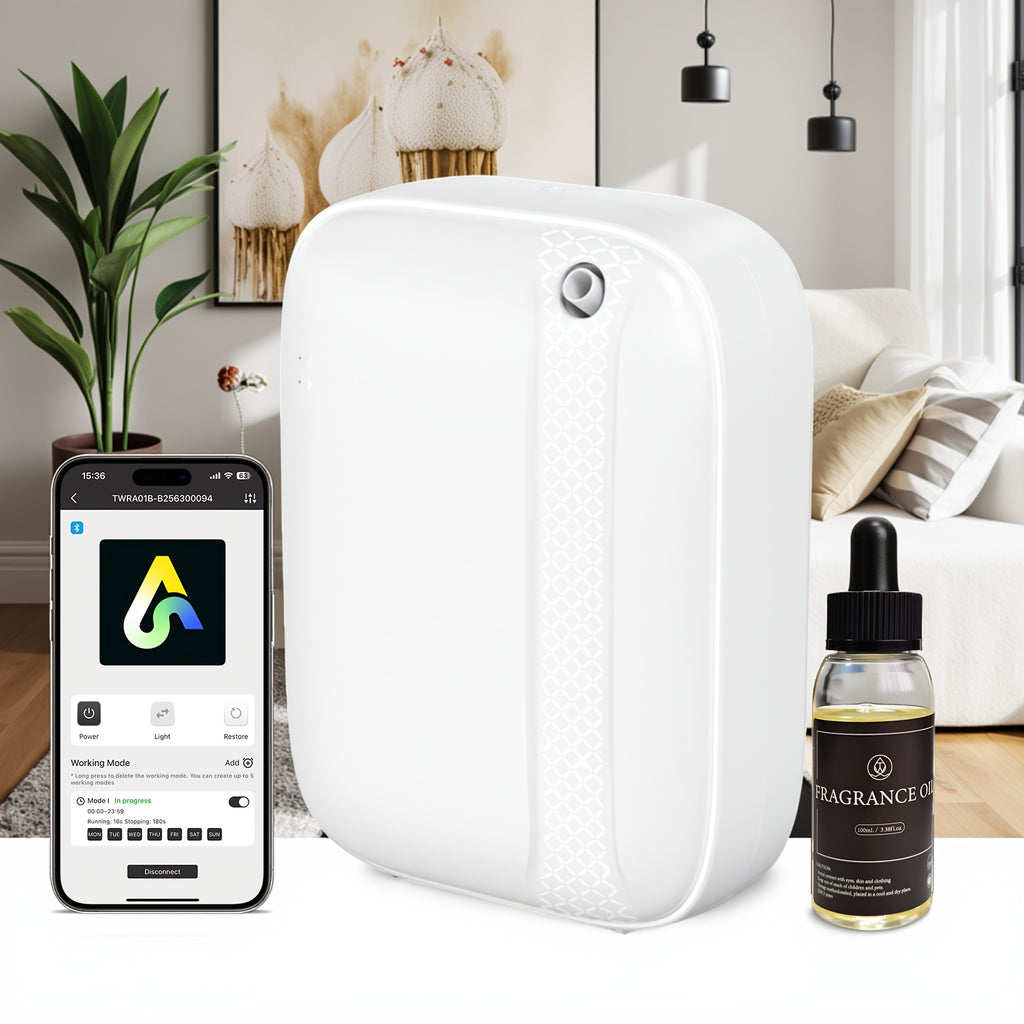 Anhydrous Essential Oil Diffuser, Covering An Area Of Up To 2500 Square Feet, With A Capacity Of 13.5 Ounces, A Room Odor Diffuser With Application And Button Control, Suitable For Aromatherapy Humidifiers In Homes, Offices, And Hotels