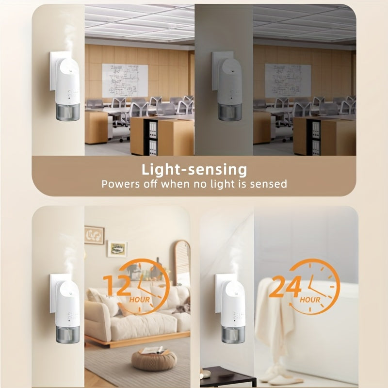 Plug-In Waterless Essential Oil Diffuser - 500 Sq.Ft Coverage, Range Nano Mist Technology -5.41oz, Auto Day\u002FNight Modes, Aromatherapy Diffuser for Large Room, Spa, Office, Kid\u002FPet Safe - White
