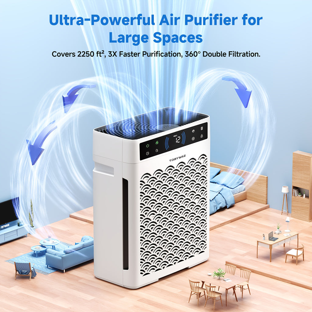 Air Purifier for Home Large Room with Activated Carbon & True HEPA Air Filters Up to 99.97% Of Dust Smoke Smell Hair, Air Purifier, Air Cleaner Office, Dorm Room, Bedroom TDBYWAE