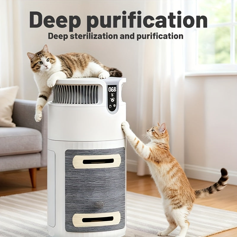 Smart Pet Air Filter, Removes Hair, Dander & Odor Elimination, 360° HEPA Intake, 3 Turbo Hair Inlets 3-In-1 Cat Scratcher, Rest Platform, Auto Mode, Remote Control, Pet Lock, Ultra Quiet 25Db, Perfect Gifts