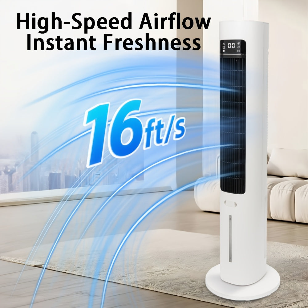 40Inch Evaporative Air Cooler Fan with Humidifier, 3 Speeds & 3 Modes, 12H Timer, Oscillation, Remote Control, Ice Packs Cooling Tower Fan for Bedroom, Living Room, Office