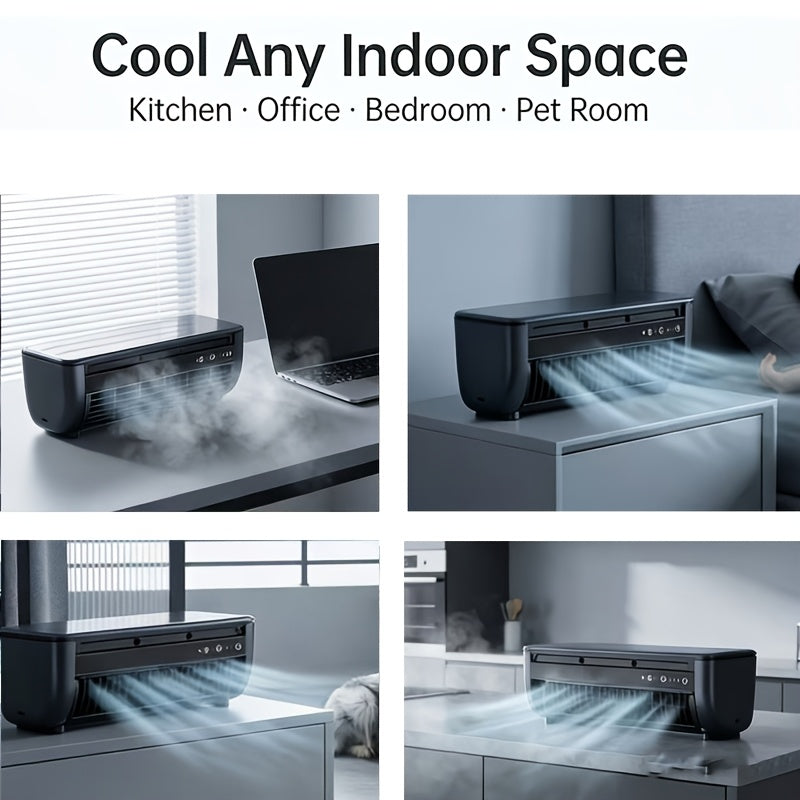 Cooling Gadget Portable Turbo Ice Mist Humidifying Fan, Triple Cooling Power, Combining Turbo Airflow And Ice Mist Spray, Perfect for Outdoor Camping, Car Cooling, And Office - Features Both Wall-mounted And Desktop Designs(with Remote Control)