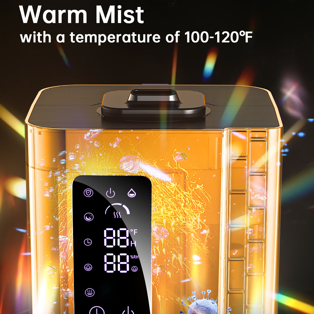 2.64 Gallon Humidifier for Bedroom & Large Rooms, Warm & Cool Mist for Up to 500 Sq Ft, Top Fill Diffuser with Ambient Light, 3 Mist Modes, 24-Hour Timer, 35dB Quiet Operation for Home, Office & Plants