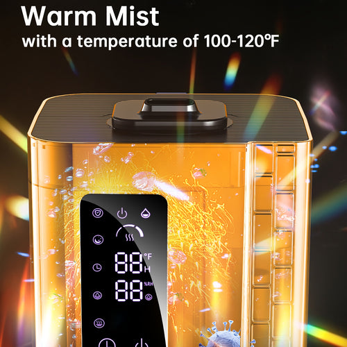 2.64 Gallon Humidifier for Bedroom & Large Rooms, Warm & Cool Mist for Up to 500 Sq Ft, Top Fill Diffuser with Ambient Light, 3 Mist Modes, 24-Hour Timer, 35dB Quiet Operation for Home, Office & Plants