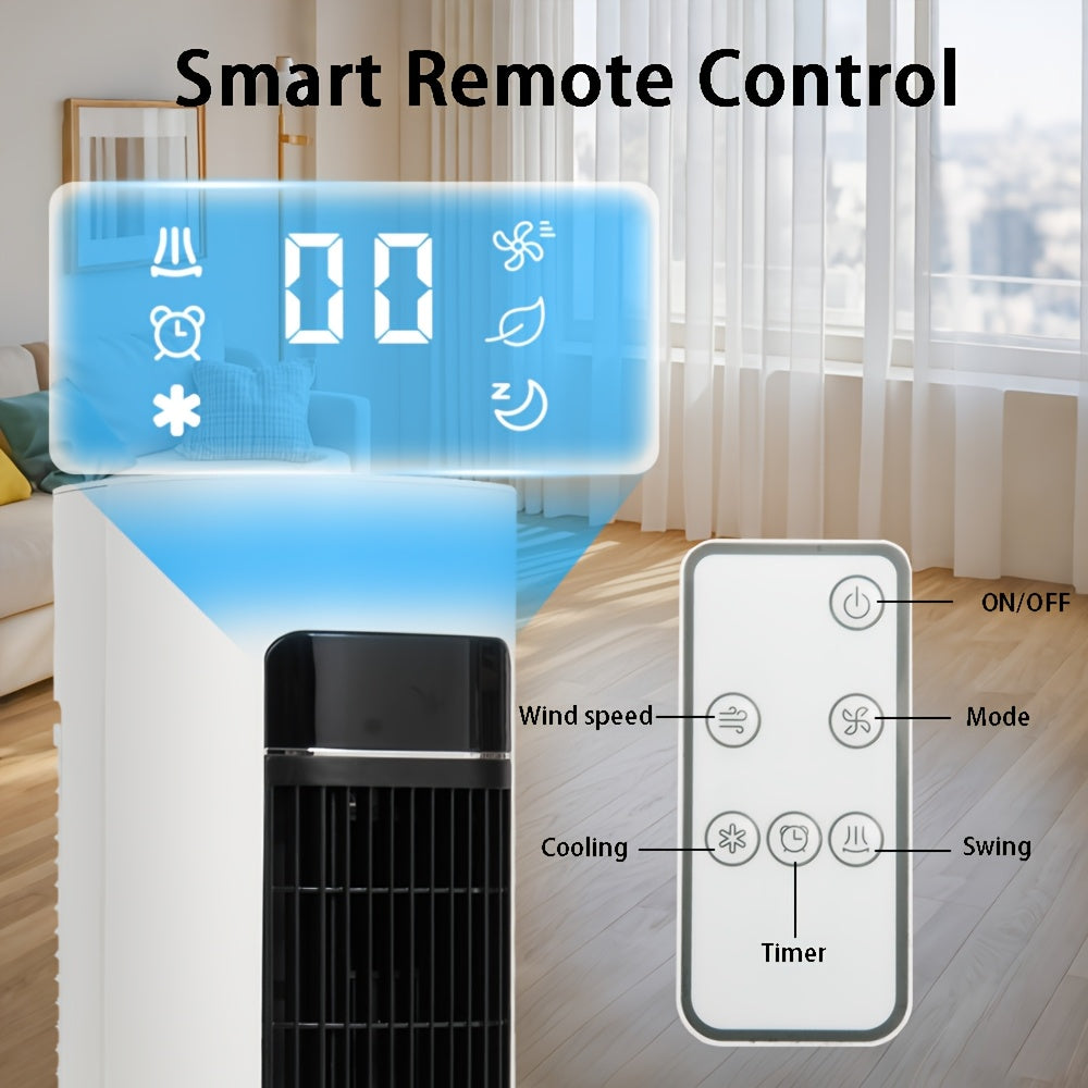 40Inch Evaporative Air Cooler Fan with Humidifier, 3 Speeds & 3 Modes, 12H Timer, Oscillation, Remote Control, Ice Packs Cooling Tower Fan for Bedroom, Living Room, Office