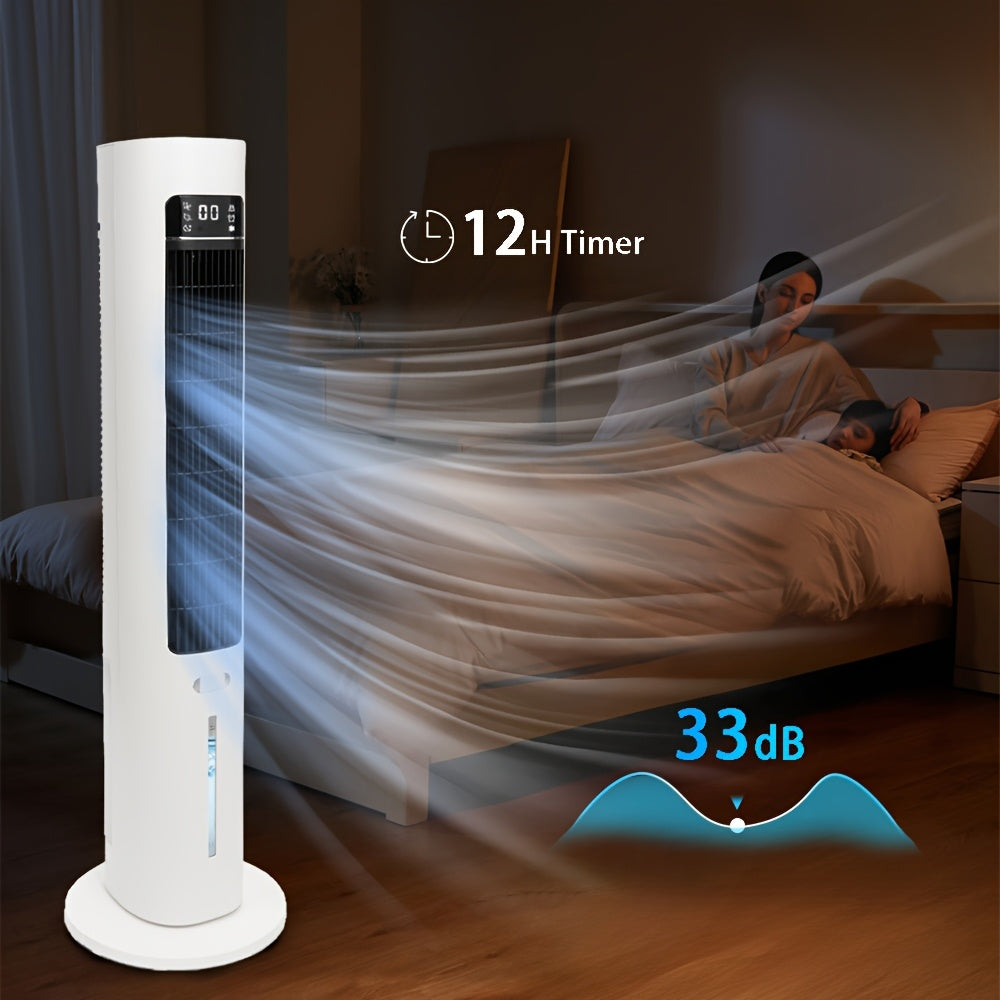 40Inch Evaporative Air Cooler Fan with Humidifier, 3 Speeds & 3 Modes, 12H Timer, Oscillation, Remote Control, Ice Packs Cooling Tower Fan for Bedroom, Living Room, Office