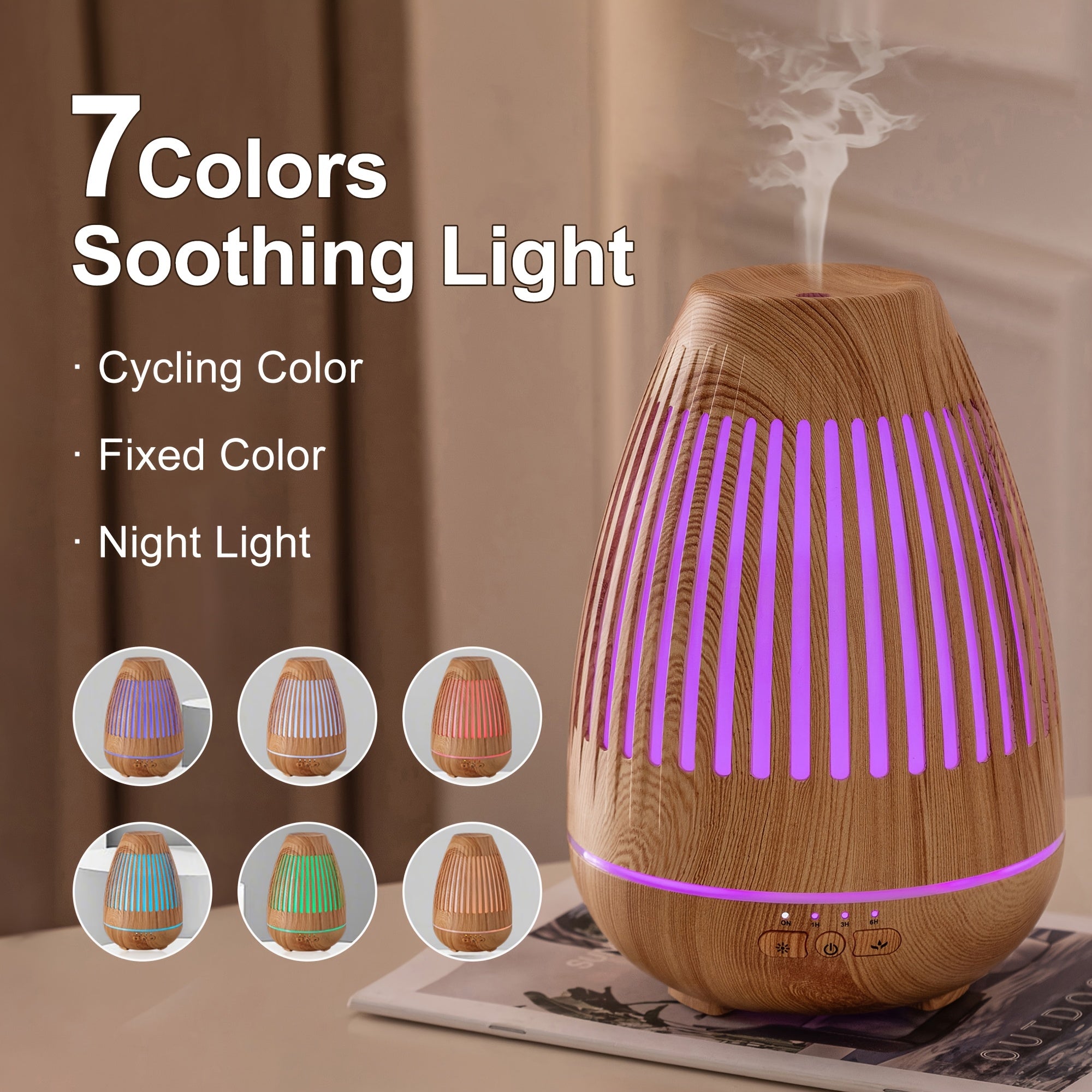 Essential Oil Diffuser 6.76 Oz Spray Humidifier with 7 Color LED Light Automatic Shut Off And Home Fragrance Lamp for Bedroom And Office