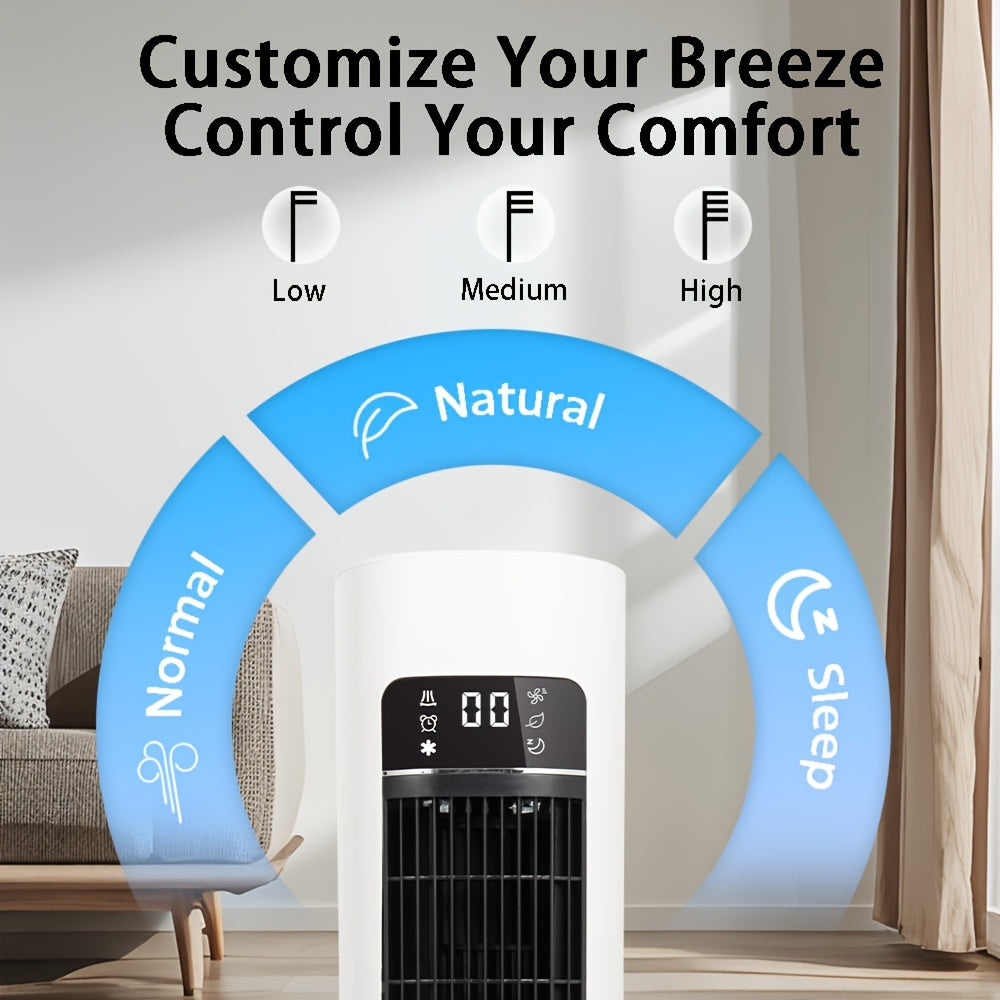 40Inch Evaporative Air Cooler Fan with Humidifier, 3 Speeds & 3 Modes, 12H Timer, Oscillation, Remote Control, Ice Packs Cooling Tower Fan for Bedroom, Living Room, Office