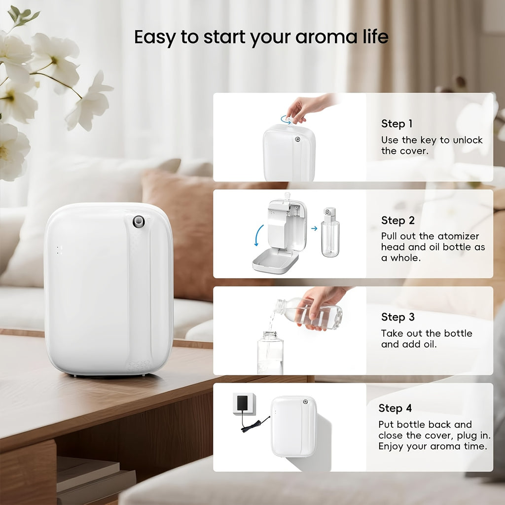 Anhydrous Essential Oil Diffuser, Covering An Area Of Up To 2500 Square Feet, With A Capacity Of 13.5 Ounces, A Room Odor Diffuser With Application And Button Control, Suitable For Aromatherapy Humidifiers In Homes, Offices, And Hotels