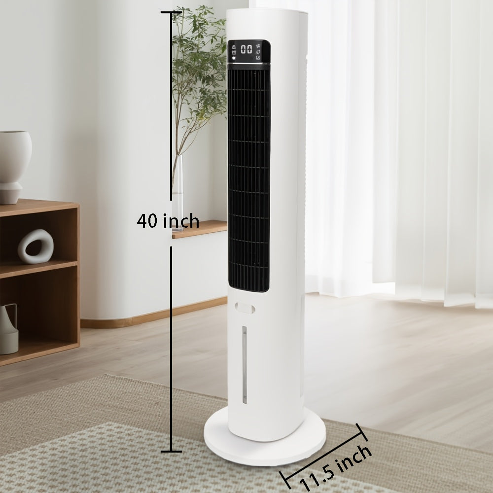 40Inch Evaporative Air Cooler Fan with Humidifier, 3 Speeds & 3 Modes, 12H Timer, Oscillation, Remote Control, Ice Packs Cooling Tower Fan for Bedroom, Living Room, Office