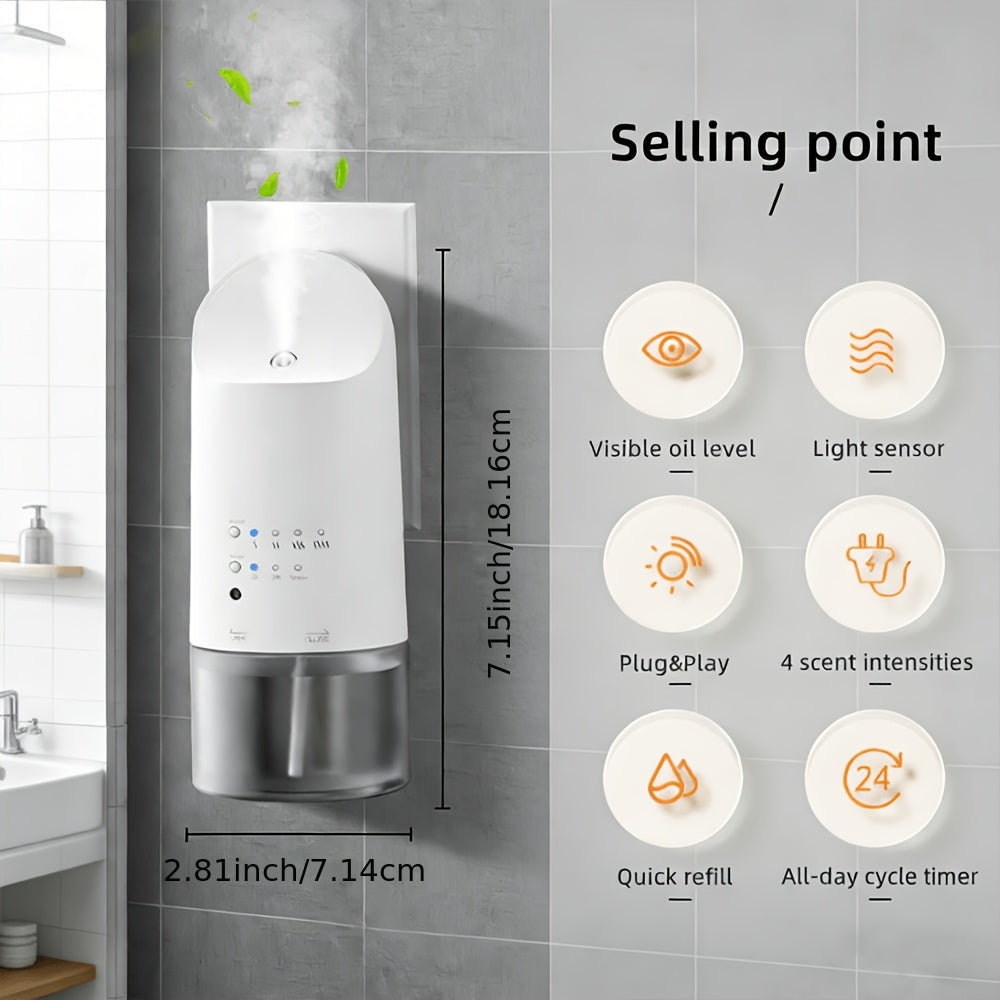 2025 Plug In Diffuser For Essential Oils, Waterless Scent Diffuser Cover Up To 500 Sq. Ft. For Home, Office, Spa Portable Smart Wall Diffuser 5.41oz, White
