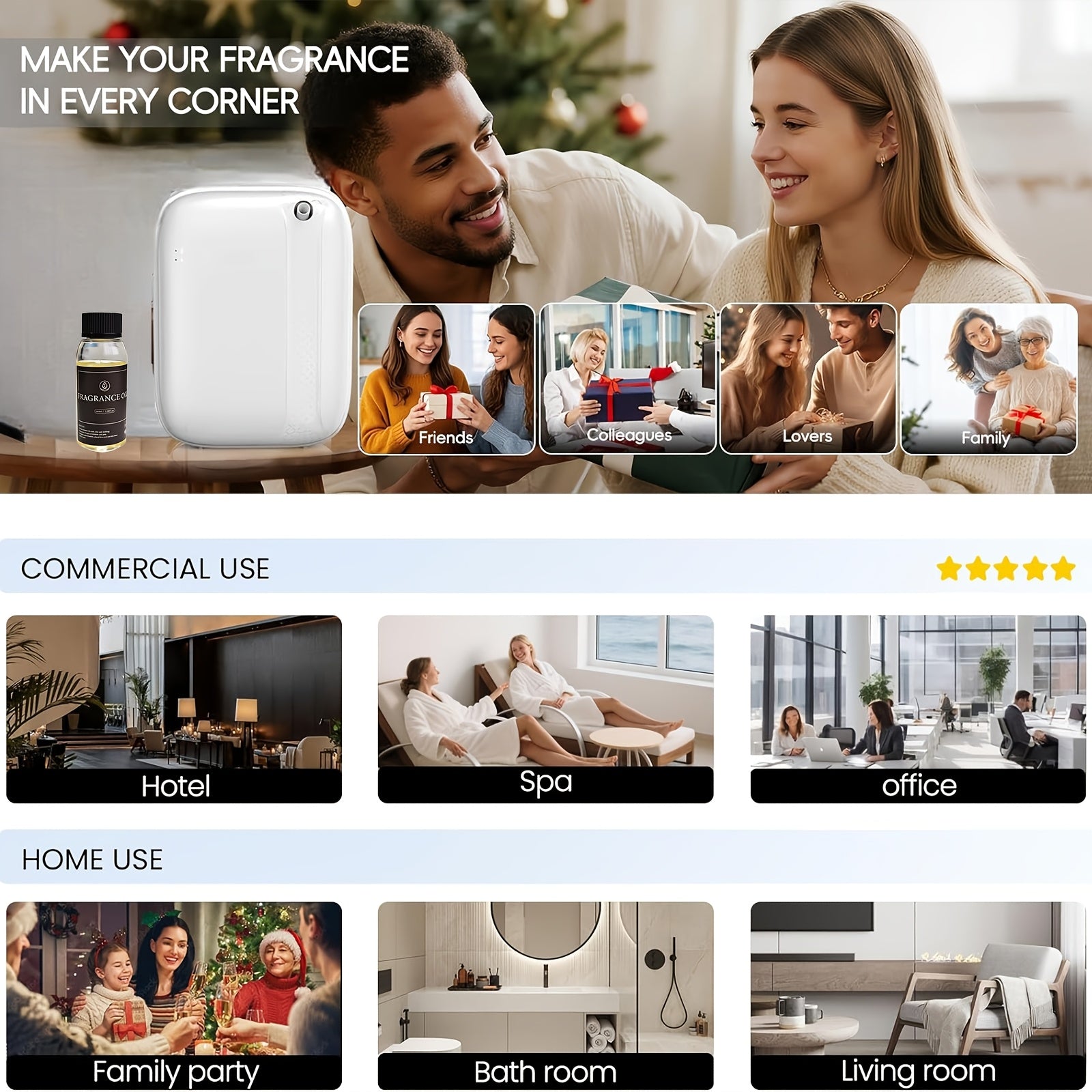 Anhydrous Essential Oil Diffuser, Covering An Area Of Up To 2500 Square Feet, With A Capacity Of 13.5 Ounces, A Room Odor Diffuser With Application And Button Control, Suitable For Aromatherapy Humidifiers In Homes, Offices, And Hotels
