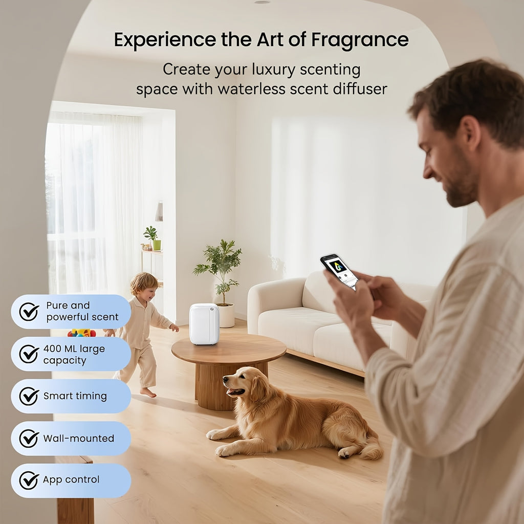 Anhydrous Essential Oil Diffuser, Covering An Area Of Up To 2500 Square Feet, With A Capacity Of 13.5 Ounces, A Room Odor Diffuser With Application And Button Control, Suitable For Aromatherapy Humidifiers In Homes, Offices, And Hotels