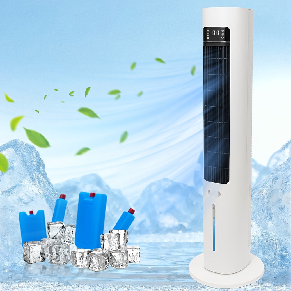 40Inch Evaporative Air Cooler Fan with Humidifier, 3 Speeds & 3 Modes, 12H Timer, Oscillation, Remote Control, Ice Packs Cooling Tower Fan for Bedroom, Living Room, Office