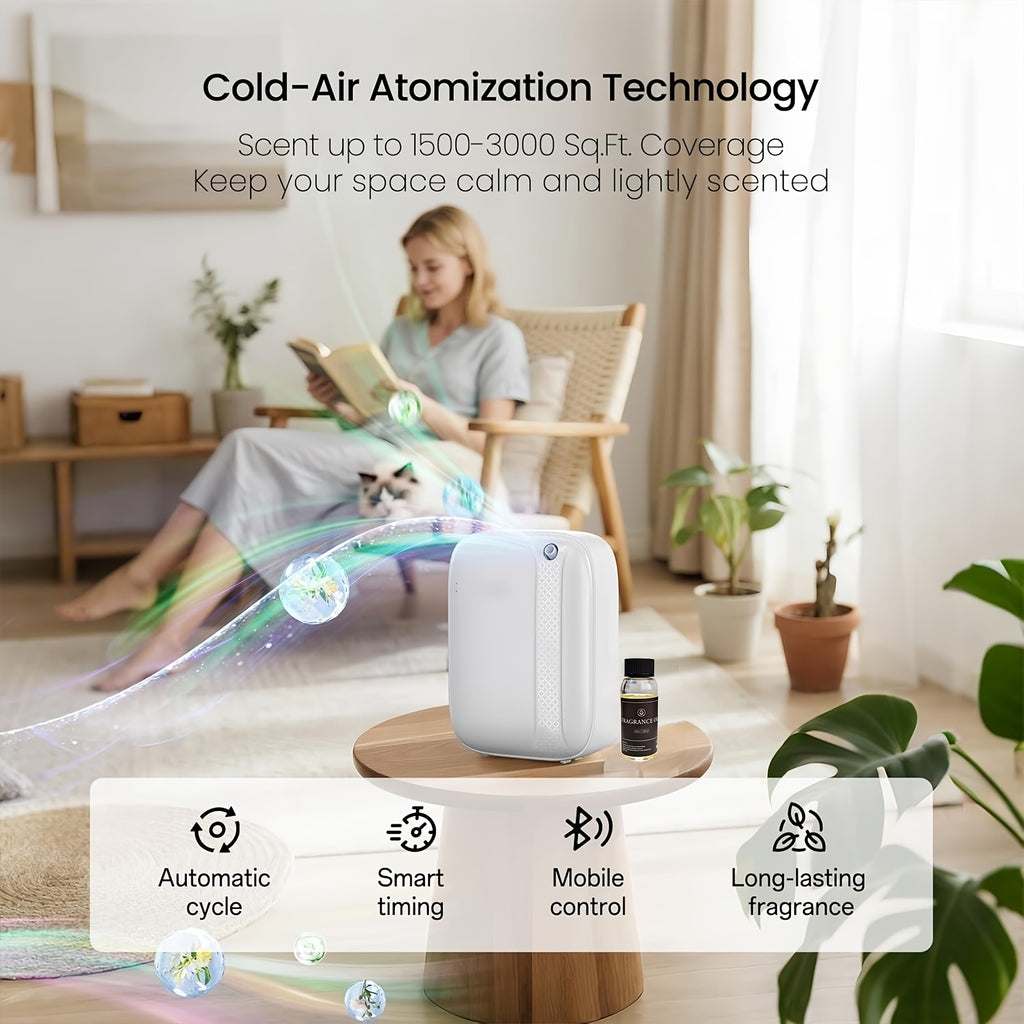 Anhydrous Essential Oil Diffuser, Covering An Area Of Up To 2500 Square Feet, With A Capacity Of 13.5 Ounces, A Room Odor Diffuser With Application And Button Control, Suitable For Aromatherapy Humidifiers In Homes, Offices, And Hotels