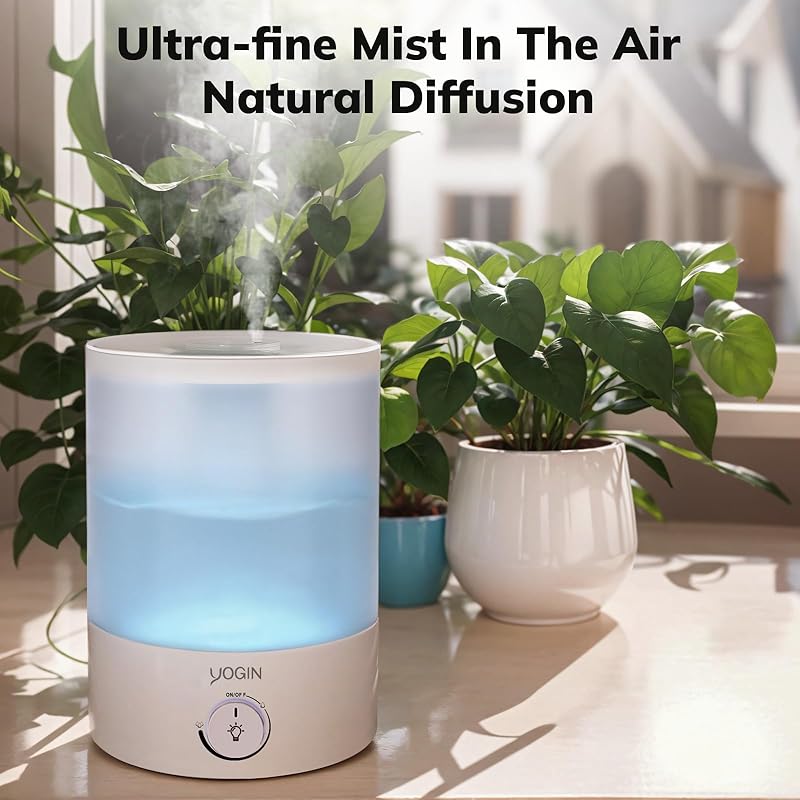 Humidifiers for Bedroom Large Room, Top Fill 2. 1.32gal Soundwave Technology Cool Mist Humidifiers for Baby Nursery and Plants, Up to 24 Hours, 24dB Quiet, Night Light, Auto Shut Off, Easy Clean Humidifier(ONLY Premium Version- Knob with Light)