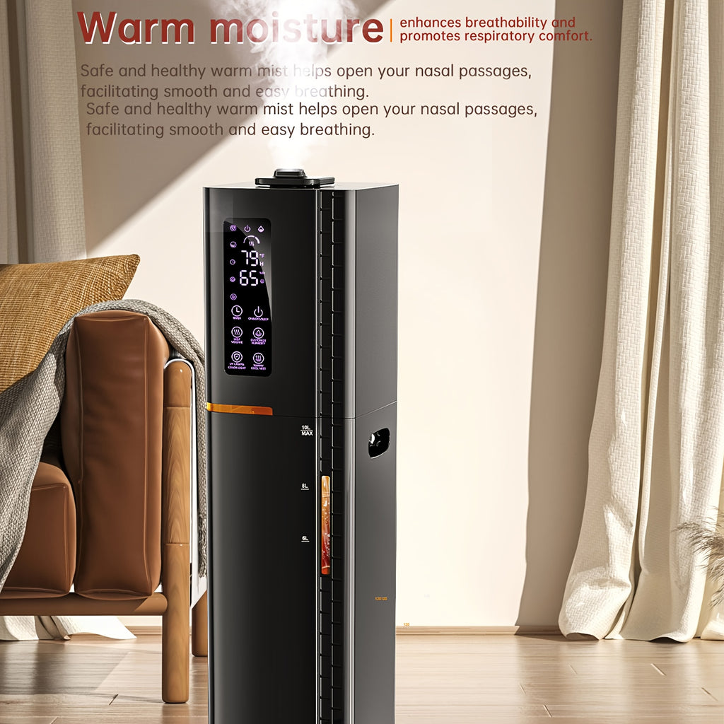 2.64 Gallon Humidifier for Bedroom & Large Rooms, Warm & Cool Mist for Up to 500 Sq Ft, Top Fill Diffuser with Ambient Light, 3 Mist Modes, 24-Hour Timer, 35dB Quiet Operation for Home, Office & Plants