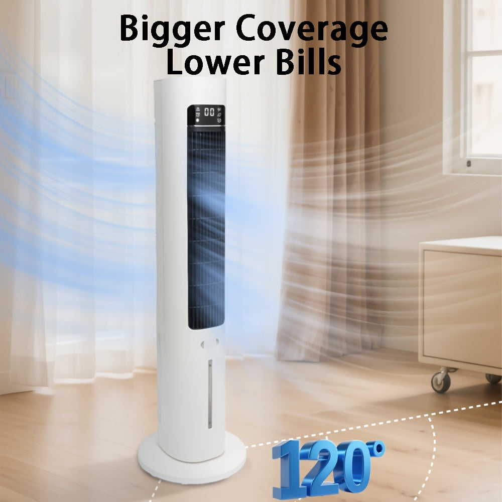 40Inch Evaporative Air Cooler Fan with Humidifier, 3 Speeds & 3 Modes, 12H Timer, Oscillation, Remote Control, Ice Packs Cooling Tower Fan for Bedroom, Living Room, Office