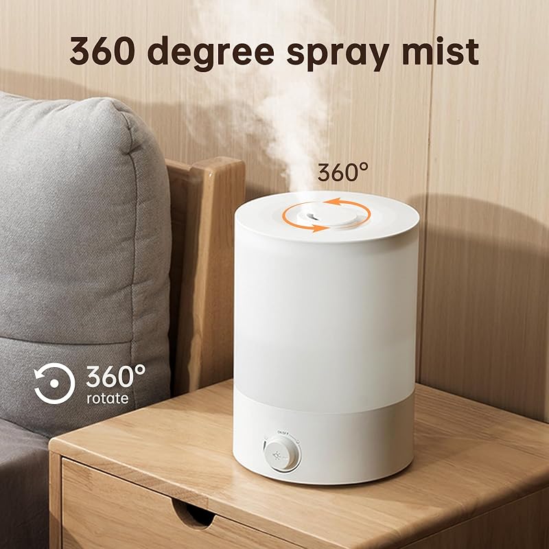 Humidifiers for Bedroom Large Room, Top Fill 2. 1.32gal Soundwave Technology Cool Mist Humidifiers for Baby Nursery and Plants, Up to 24 Hours, 24dB Quiet, Night Light, Auto Shut Off, Easy Clean Humidifier(ONLY Premium Version- Knob with Light)